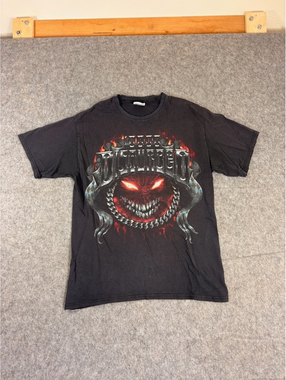 Vintage Disturbed Y2K black graphic T-shirt Size Medium